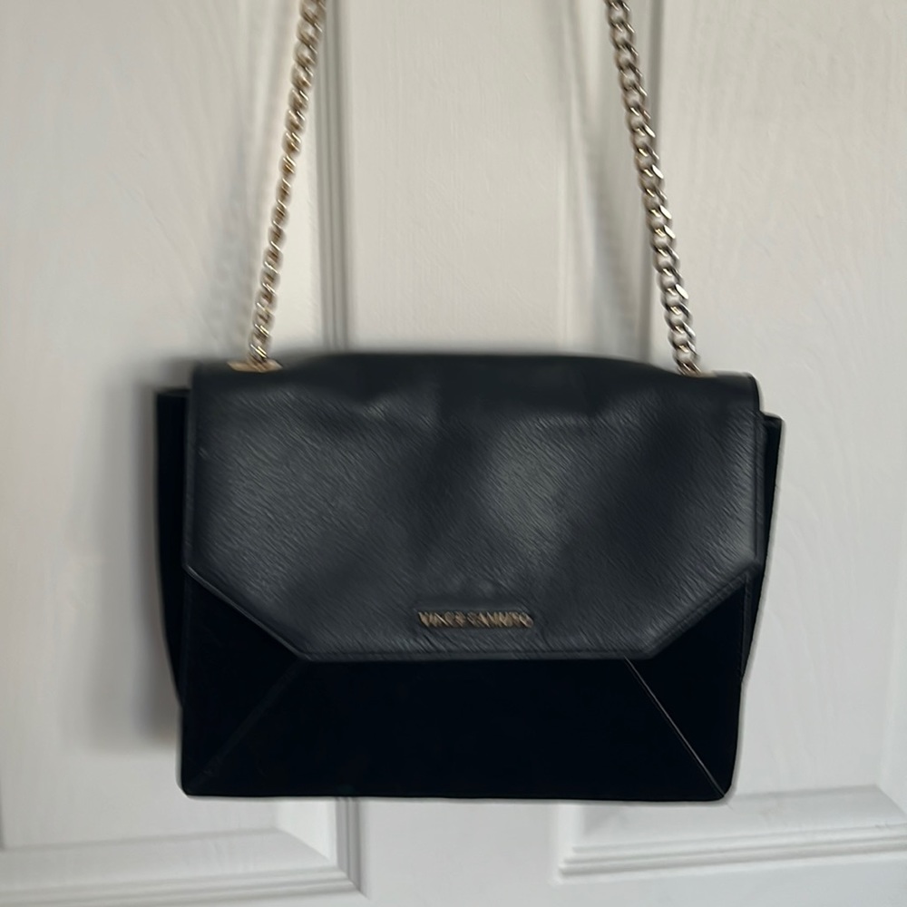 Vince Camuto black leather and suede bag